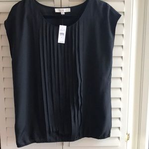 Loft black sleeveless top tuxedo front nwt size M